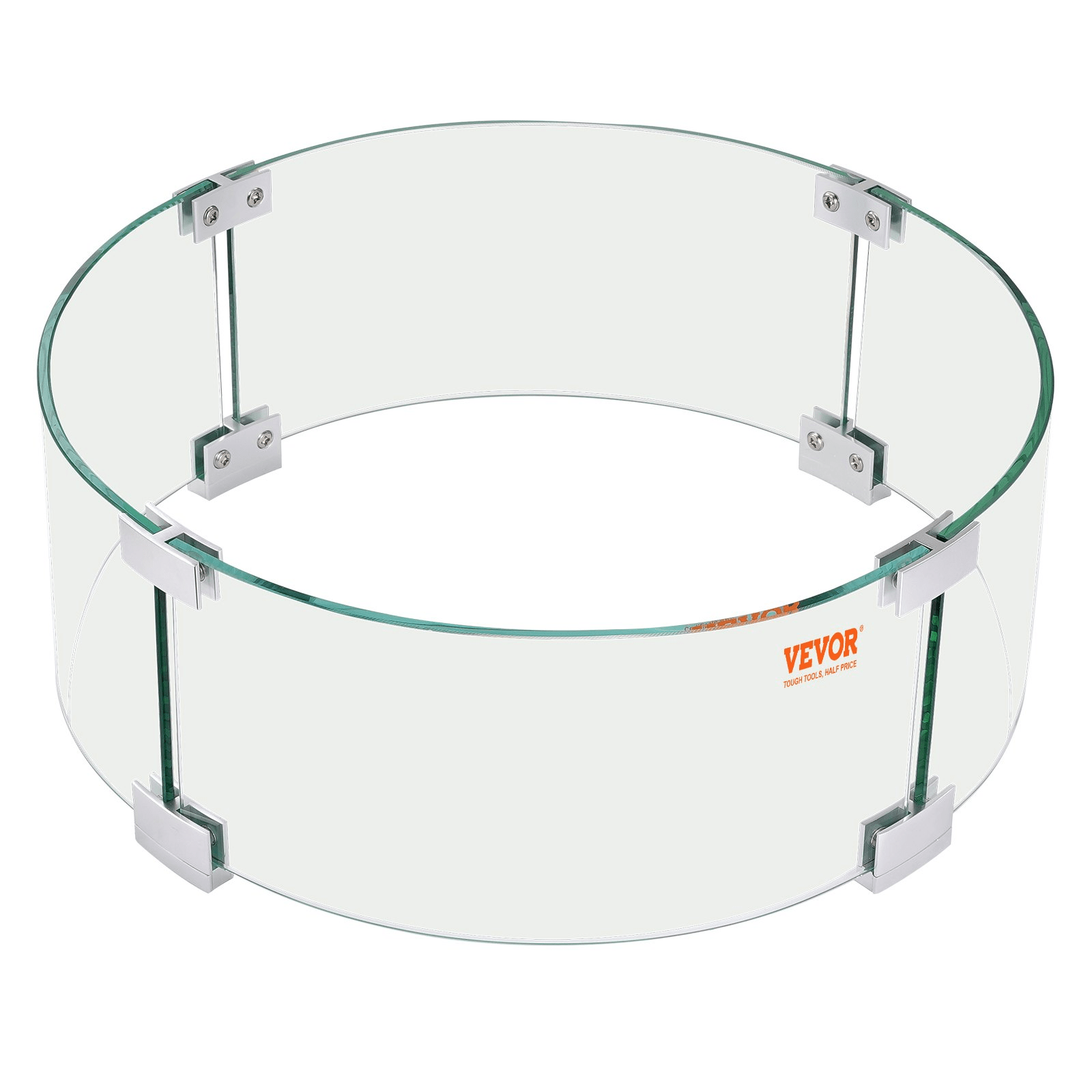 VEVOR Fire Pit Wind Guard, 23 x 23 x 8 Inch Glass Flame Guard, Round Glass Shield, 1/4 - Inch Thick Fire Table, Clear Tempered Glass Flame Guard, Aluminum Alloy Feet for Propane, Gas, Outdoor - Ethereal Company