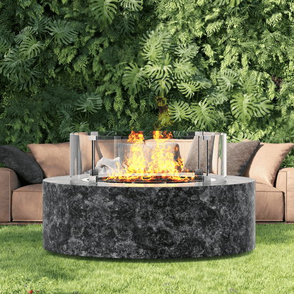 VEVOR Fire Pit Wind Guard, 23 x 23 x 8 Inch Glass Flame Guard, Round Glass Shield, 1/4 - Inch Thick Fire Table, Clear Tempered Glass Flame Guard, Aluminum Alloy Feet for Propane, Gas, Outdoor - Ethereal Company