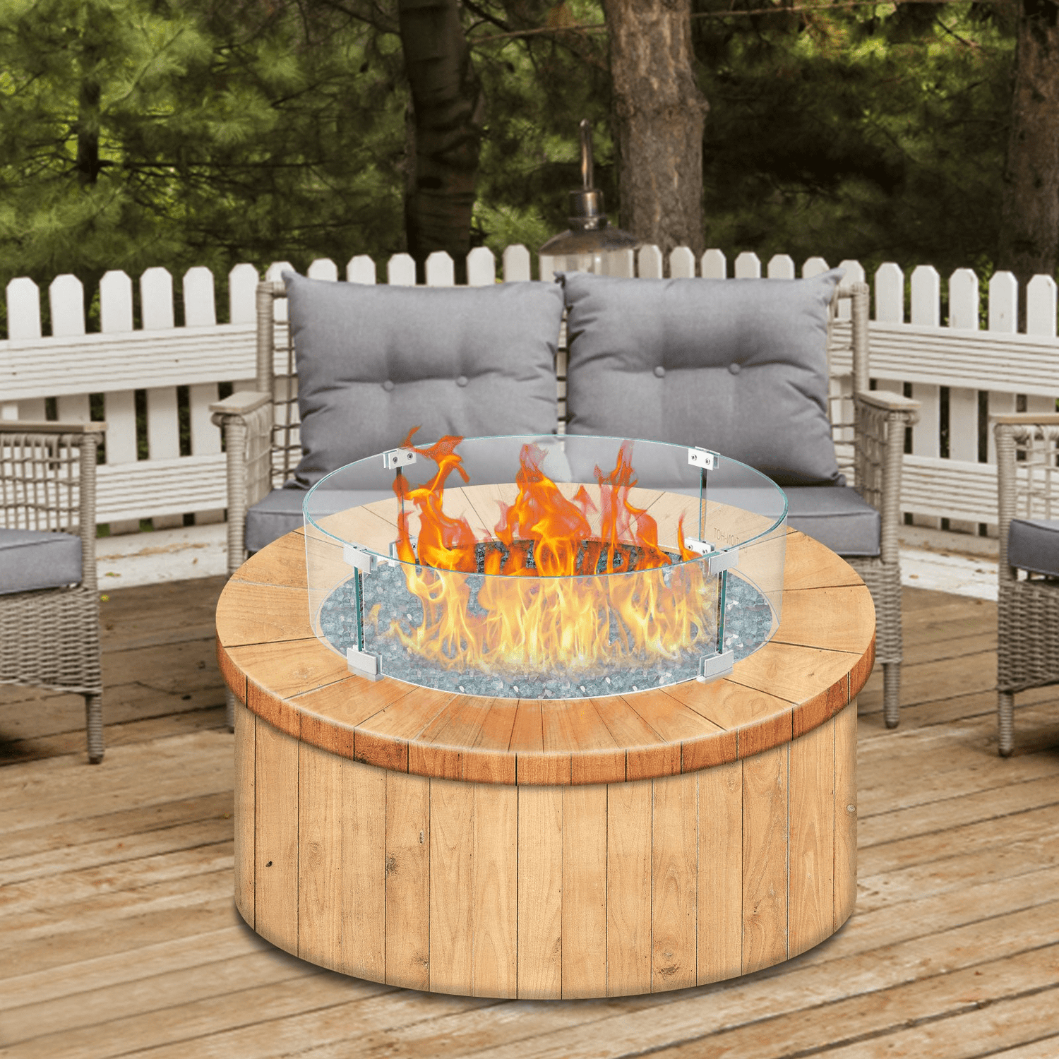 VEVOR Fire Pit Wind Guard, 23 x 23 x 8 Inch Glass Flame Guard, Round Glass Shield, 1/4 - Inch Thick Fire Table, Clear Tempered Glass Flame Guard, Aluminum Alloy Feet for Propane, Gas, Outdoor - Ethereal Company