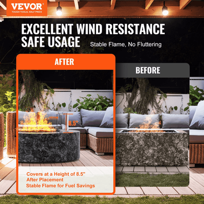 VEVOR Fire Pit Wind Guard, 23 x 23 x 8 Inch Glass Flame Guard, Round Glass Shield, 1/4 - Inch Thick Fire Table, Clear Tempered Glass Flame Guard, Aluminum Alloy Feet for Propane, Gas, Outdoor - Ethereal Company