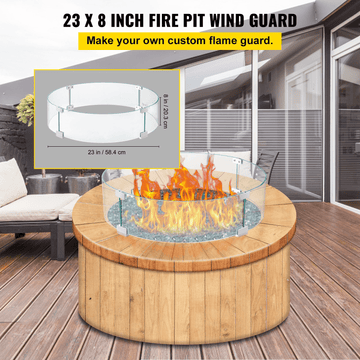 VEVOR Fire Pit Wind Guard, 23 x 23 x 8 Inch Glass Flame Guard, Round Glass Shield, 1/4 - Inch Thick Fire Table, Clear Tempered Glass Flame Guard, Aluminum Alloy Feet for Propane, Gas, Outdoor - Ethereal Company