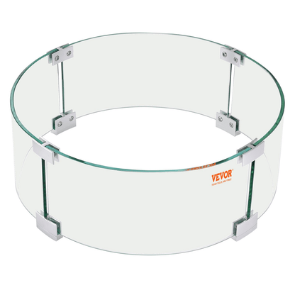 VEVOR Fire Pit Wind Guard, 26 x 26 x 6 Inch Glass Flame Guard, Round Glass Shield, 1/4 - Inch Thick Fire Table, Clear Tempered Glass Flame Guard, Aluminum Alloy Feet for Propane, Gas, Outdoor - Ethereal Company