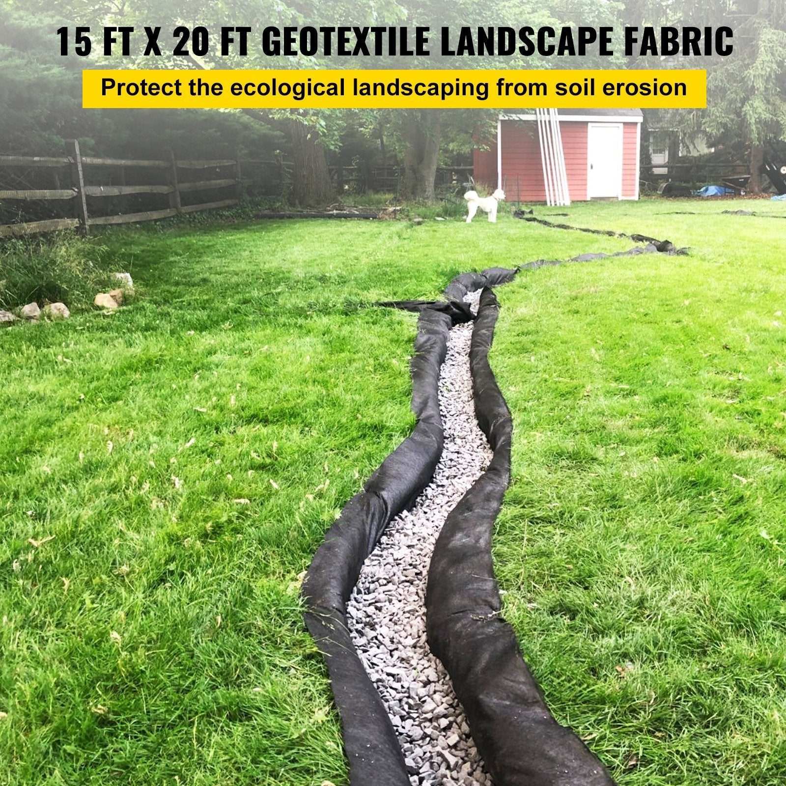 VEVOR Garden Weed Barrier Fabric, 4OZ Heavy Duty Geotextile Landscape Fabric, 15ft x 20ft - Ethereal Company
