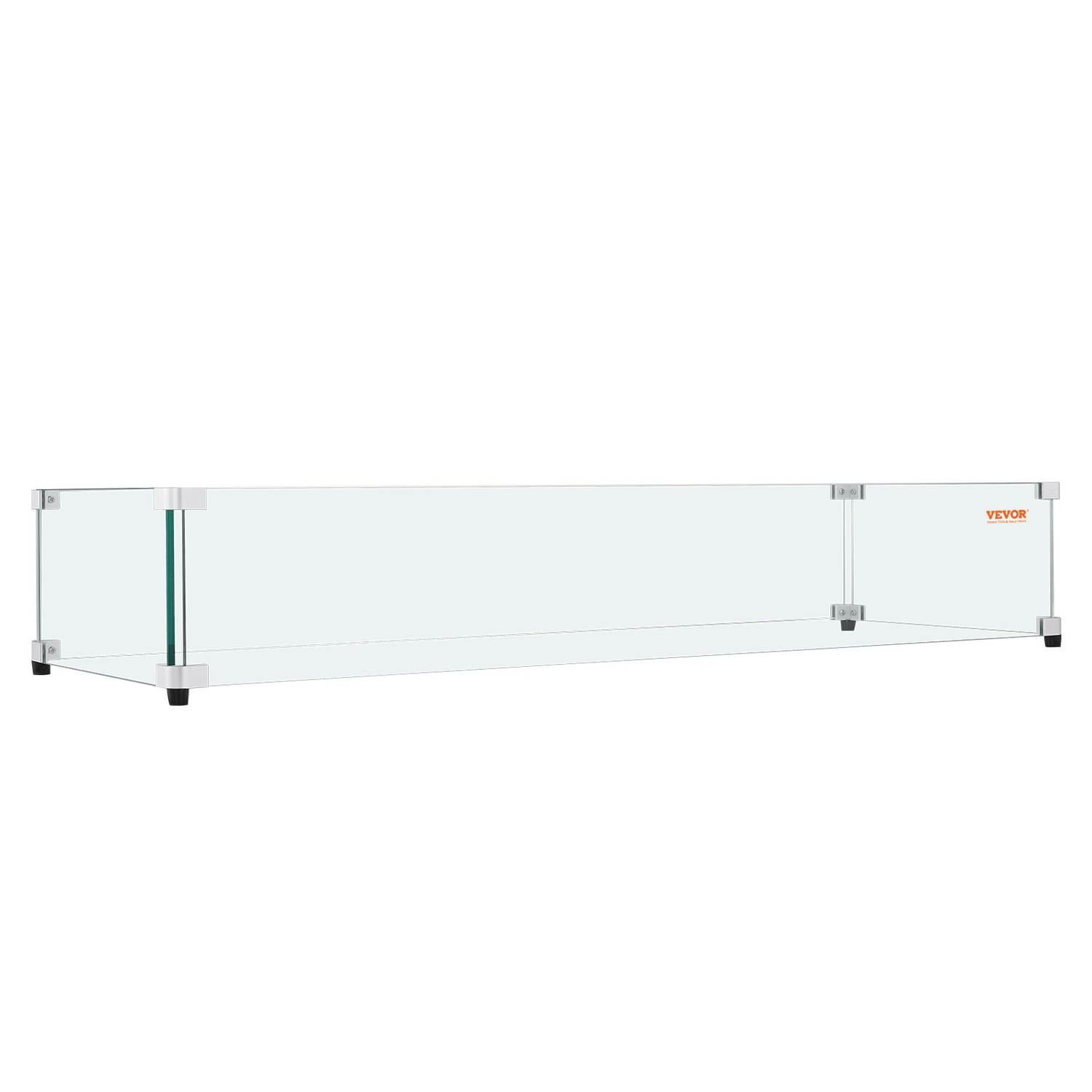 VEVOR Glass Wind Guard for Rectangular Fire Pit Table 36 x 16 x 7.5 Inch, 0.31 inch Thick and Sturdy Tempered Glass Panel with Hard Aluminum Corner Bracket &amp; Rubber Feet, Easy to Assemble - Ethereal Company