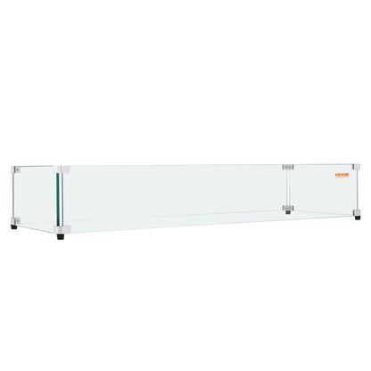 VEVOR Glass Wind Guard for Rectangular Fire Pit Table 36 x 16 x 7.5 Inch, 0.31 inch Thick and Sturdy Tempered Glass Panel with Hard Aluminum Corner Bracket &amp; Rubber Feet, Easy to Assemble - Ethereal Company
