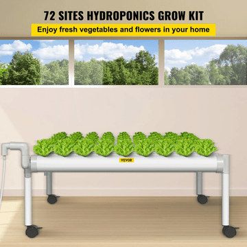 VEVOR Hydroponics Growing System, 72 Sites 8 Food - Grade PVC - U Pipes, 1 Layer Indoor Planting Kit with Water Pump, Timer, Nest Basket, Sponge for Fruits, Vegetables, Herb, White - Ethereal Company