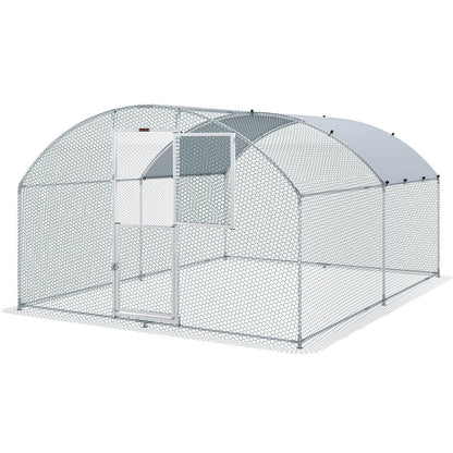 VEVOR Large Metal Chicken Coop with Run, Walkin Chicken Coop for Yard with Waterproof Cover, 13.1 x 9.8 x 6.6 ft, Dome Roof Large Poultry Cage for Hen House, Duck Coop and Rabbit Run, Silver - Ethereal Company