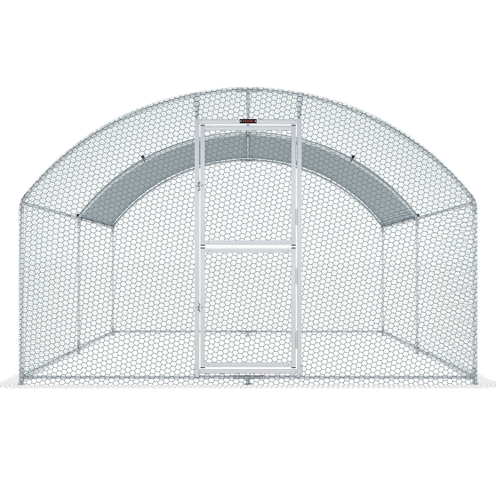 VEVOR Large Metal Chicken Coop with Run, Walkin Chicken Coop for Yard with Waterproof Cover, 13.1 x 9.8 x 6.6 ft, Dome Roof Large Poultry Cage for Hen House, Duck Coop and Rabbit Run, Silver - Ethereal Company