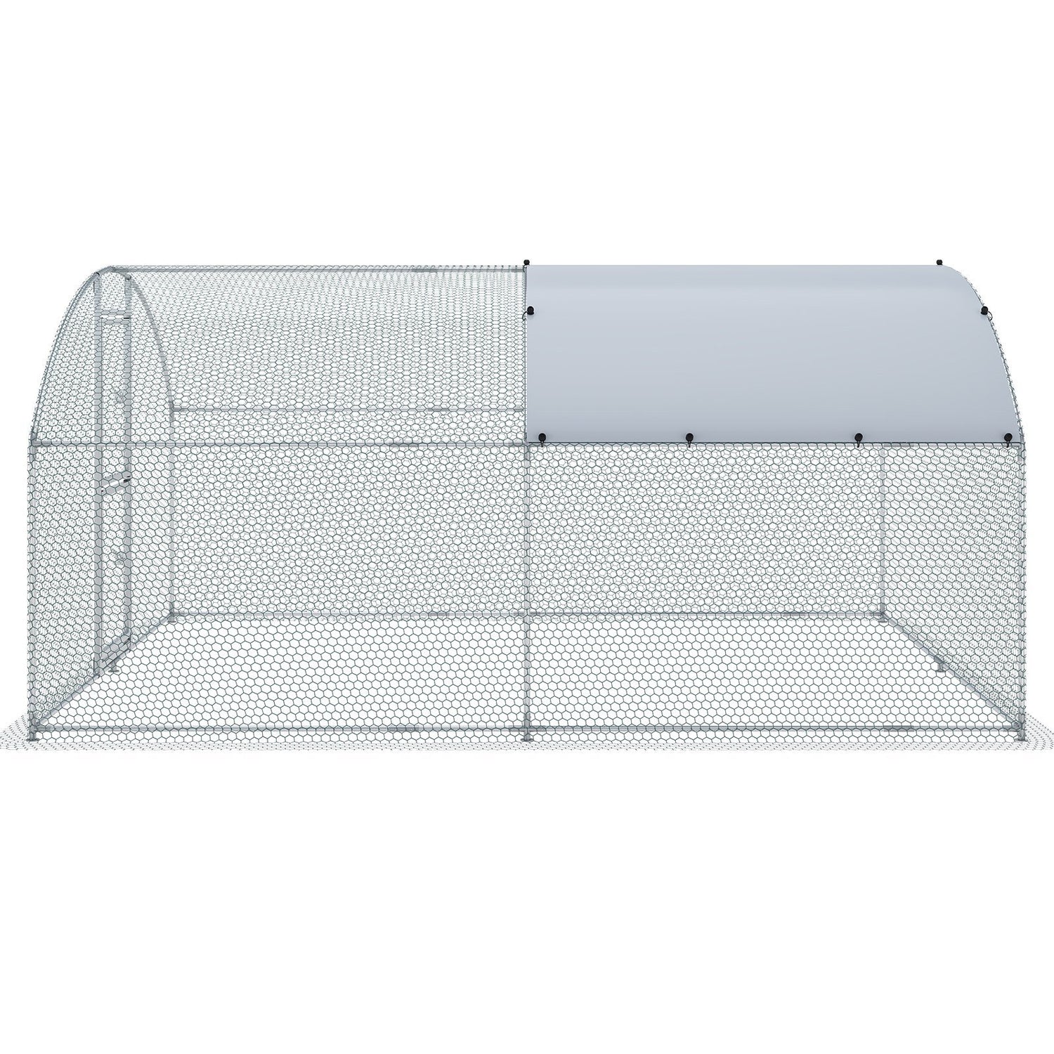 VEVOR Large Metal Chicken Coop with Run, Walkin Chicken Coop for Yard with Waterproof Cover, 13.1 x 9.8 x 6.6 ft, Dome Roof Large Poultry Cage for Hen House, Duck Coop and Rabbit Run, Silver - Ethereal Company