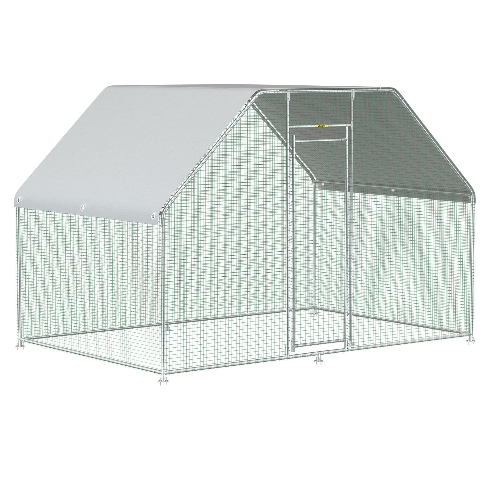 VEVOR Large Metal Chicken Coop with Run, Walkin Chicken Run for Yard with Waterproof Cover, Outdoor Poultry Cage Hen House, 6.5x9.8x6.5ft Large Space for Duck Coops and Rabbit Runs, Silver - Ethereal Company