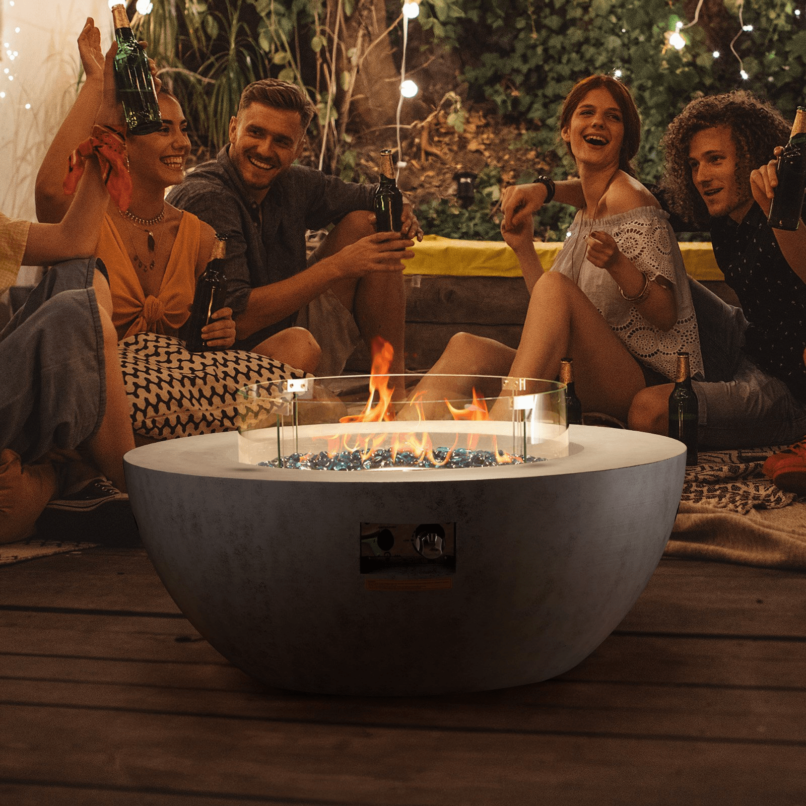 VEVOR Propane Fire Pit Outdoor Concrete Gas Fire Pit 39 in Tabletop 50000 BTU - Ethereal Company