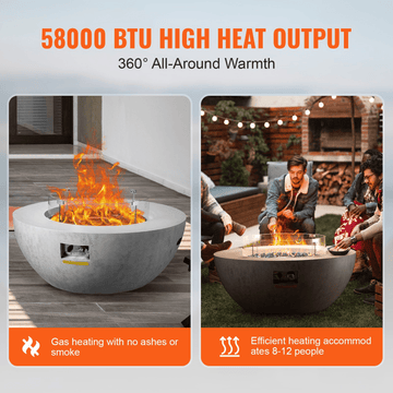 VEVOR Propane Fire Pit Outdoor Concrete Gas Fire Pit 39 in Tabletop 50000 BTU - Ethereal Company