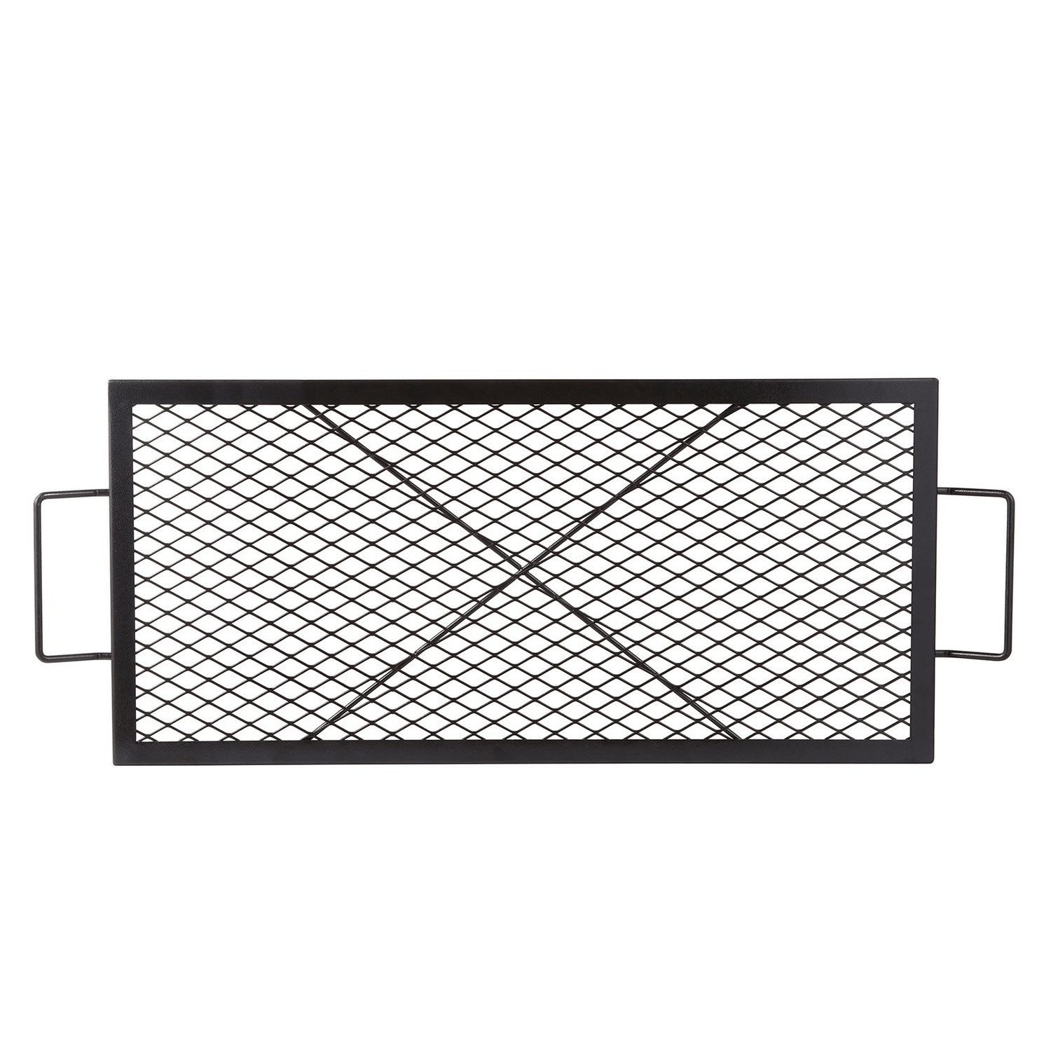 VEVOR X - Marks Fire Pit Grill Grate, Rectangle Cooking Grate, Heavy Duty Steel Campfire BBQ Grill Grid with Handle &amp; Support X Wire, Portable Camping Cookware for Outside Party Gathering, 32 Inch Black - Ethereal Company