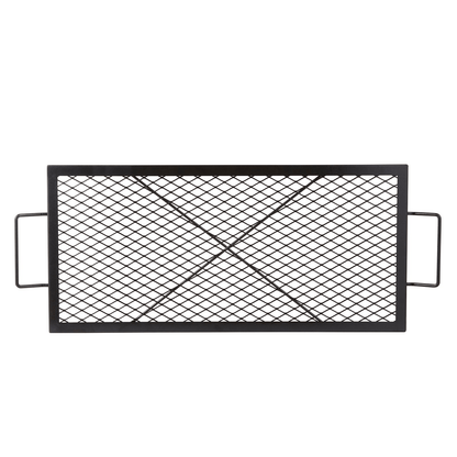 VEVOR X - Marks Fire Pit Grill Grate, Rectangle Cooking Grate, Heavy Duty Steel Campfire BBQ Grill Grid with Handle &amp; Support X Wire, Portable Camping Cookware for Outside Party Gathering, 32 Inch Black - Ethereal Company