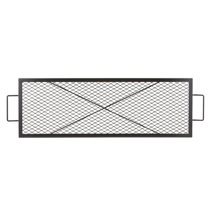 VEVOR X - Marks Fire Pit Grill Grate, Rectangle Cooking Grate, Heavy Duty Steel Campfire BBQ Grill Grid with Handle &amp; Support X Wire, Portable Camping Cookware for Outside Party Gathering, 44 Inch Black - Ethereal Company