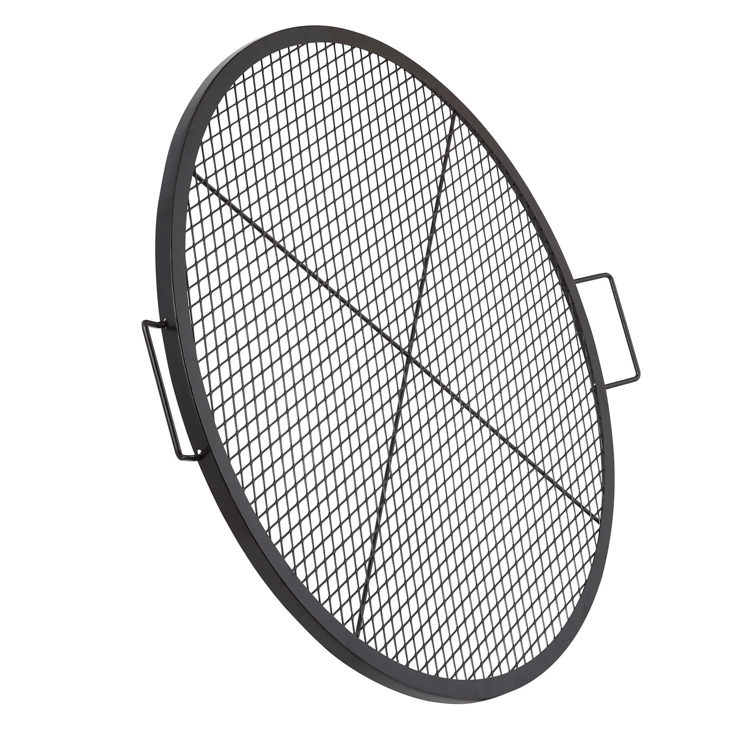 VEVOR X - Marks Fire Pit Grill Grate, Round Cooking Grate, Heavy Duty Steel Campfire BBQ Grill Grid with Handle and Support X Wire, Portable Camping Cookware for Outside Party &amp; Gathering, 36 Inch Black - Ethereal Company