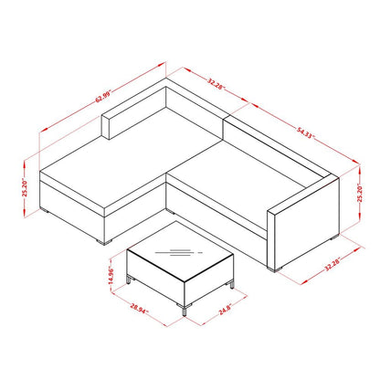 Wicker Patio Set Natural Linen - ACL3S03A | Outdoor-Furniture Sectional Conversation Set - Ethereal Company