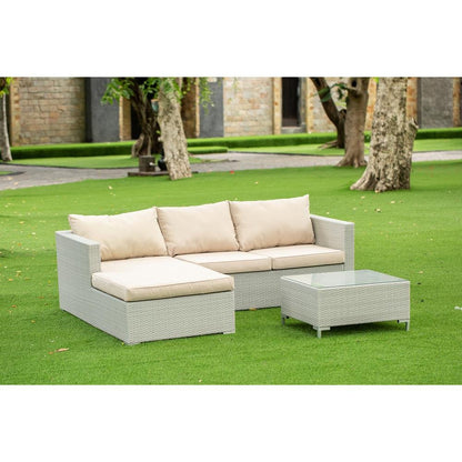 Wicker Patio Set Natural Linen - ACL3S03A | Outdoor-Furniture Sectional Conversation Set - Ethereal Company