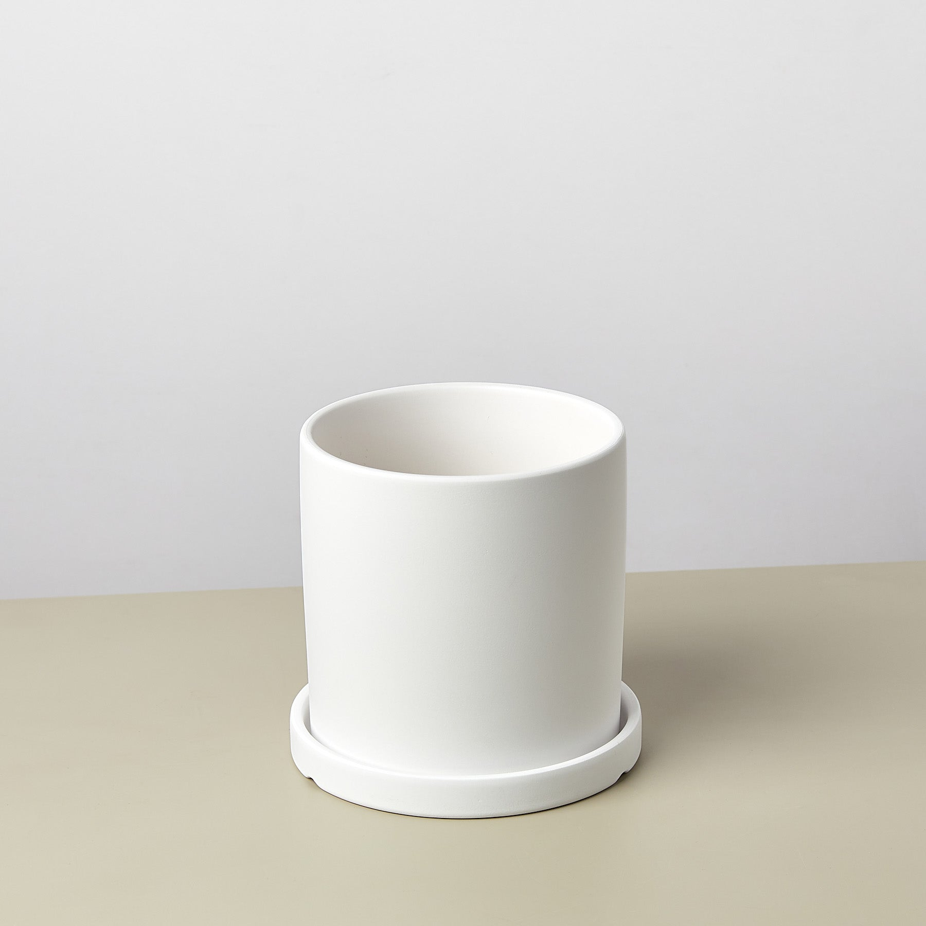 Matte Finish Cylinder Planter with Saucer - Ethereal Company