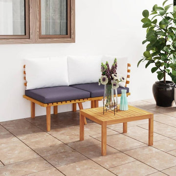 2 Piece Patio Lounge Set with Cushions Solid Acacia Wood - Ethereal Company
