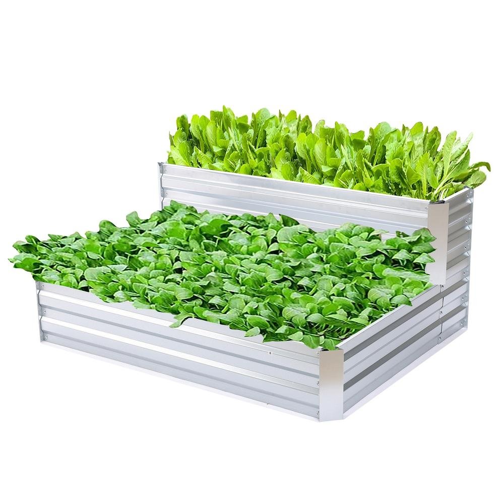 2-Tier Rectangular Galvanized Steel Raised Garden Bed - Ethereal Company