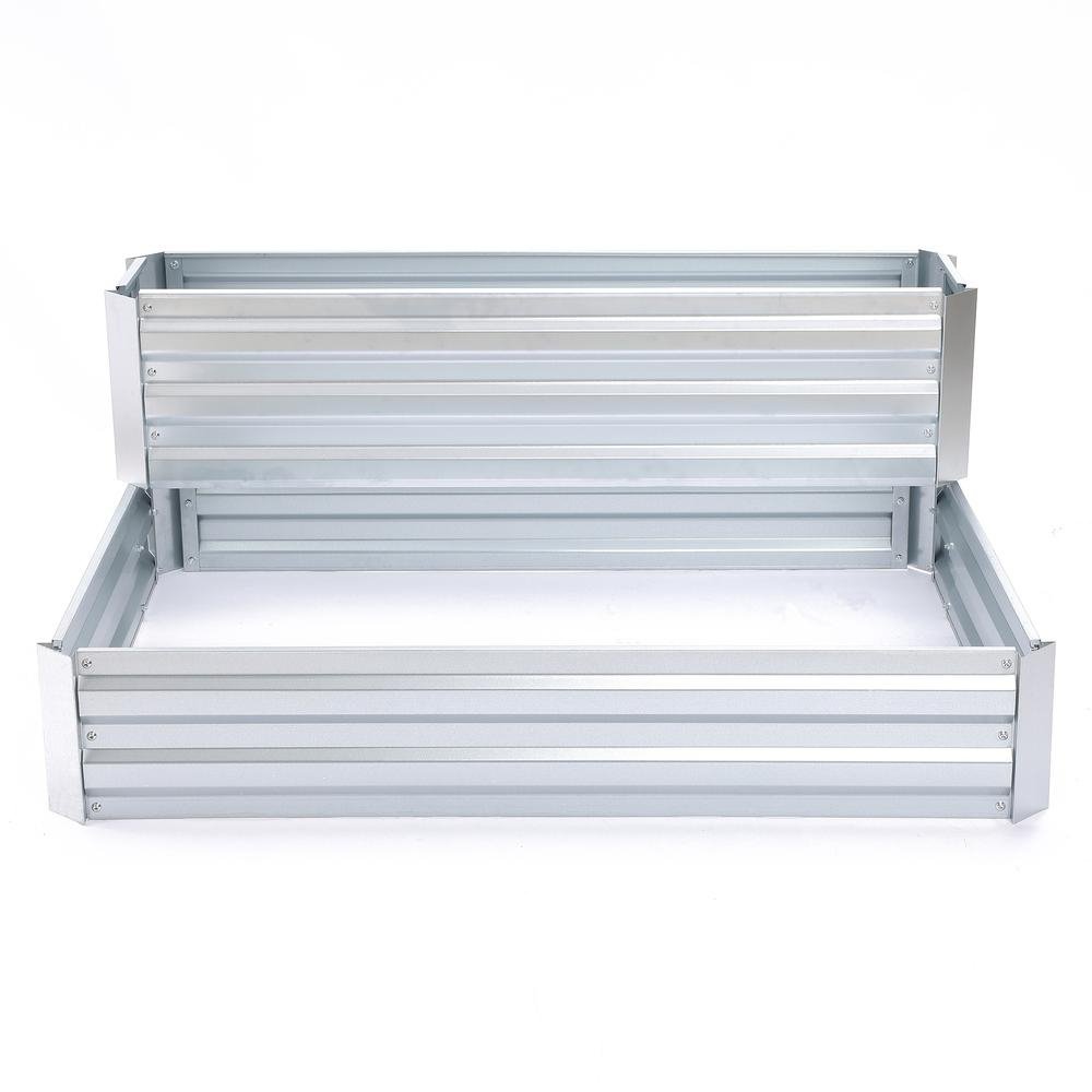 2-Tier Rectangular Galvanized Steel Raised Garden Bed - Ethereal Company