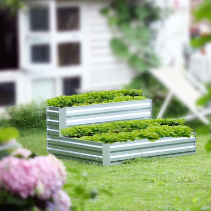 2-Tier Rectangular Galvanized Steel Raised Garden Bed - Ethereal Company