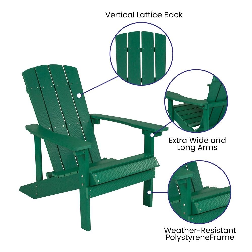 3 Piece Charlestown Green Poly Resin Wood Adirondack Chair Set with Fire Pit - Ethereal Company