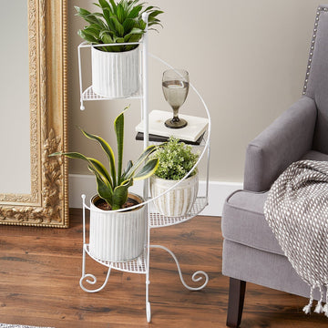 3-Tier Iron Spiral Staircase Plant Stand - White - Ethereal Company