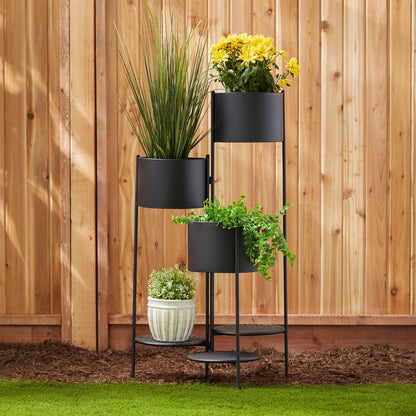 3-Tier Matte Black Metal Plant Stand - Ethereal Company