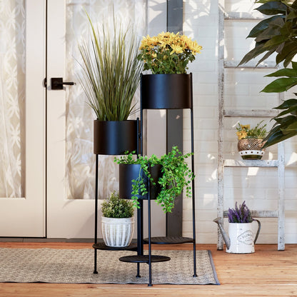 3-Tier Matte Black Metal Plant Stand - Ethereal Company