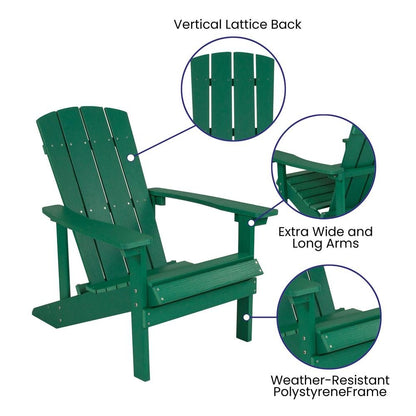 5 Piece Charlestown Green Poly Resin Wood Adirondack Chair Set with Fire Pit - Ethereal Company