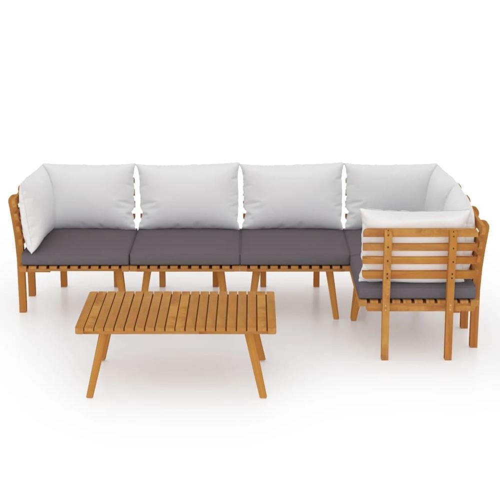 6 Piece Patio Lounge Set with Cushions Solid Acacia Wood, 3087014 - Ethereal Company