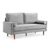 69 Inch Wide Upholstered Two Cushion Sofa with Bolster Pillows in Grey Velvet - Ethereal Company