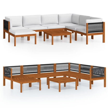 8 Piece Patio Lounge Set with Cushions Cream Solid Acacia Wood, 3057891 - Ethereal Company
