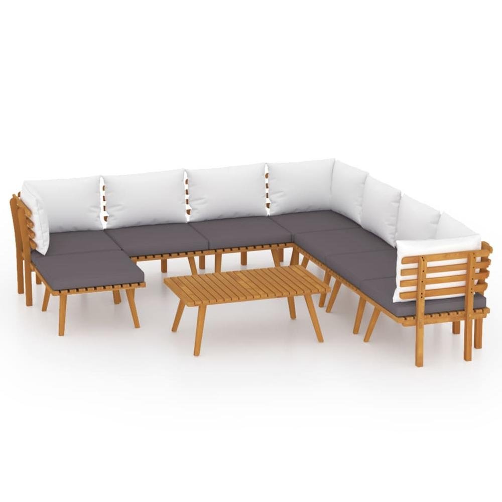 9 Piece Patio Lounge Set with Cushions Solid Acacia Wood, 3087022 - Ethereal Company