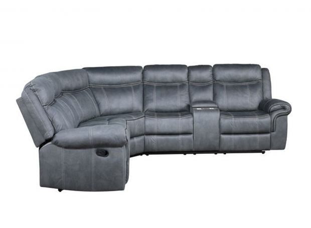 ACME Dollum Sectional Sofa , 2-Tone Gray Velvet - Ethereal Company