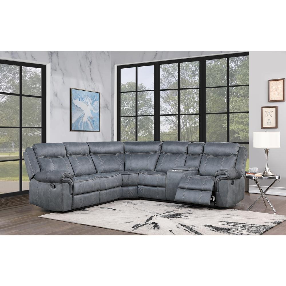 ACME Dollum Sectional Sofa , 2-Tone Gray Velvet - Ethereal Company