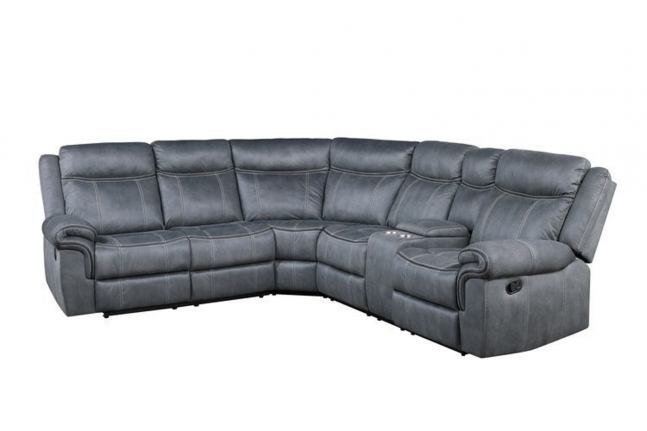 ACME Dollum Sectional Sofa , 2-Tone Gray Velvet - Ethereal Company