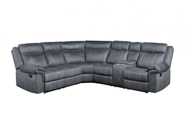 ACME Dollum Sectional Sofa , 2-Tone Gray Velvet - Ethereal Company