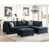 ACME Laurissa Sectional Sofa & Ottoman (2 Pillows), Dark Blue Linen - Ethereal Company
