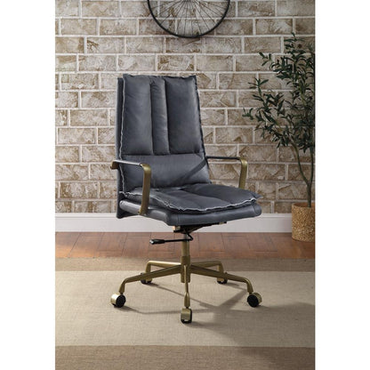 ACME Tinzud Office Chair, Gray Leather - Ethereal Company