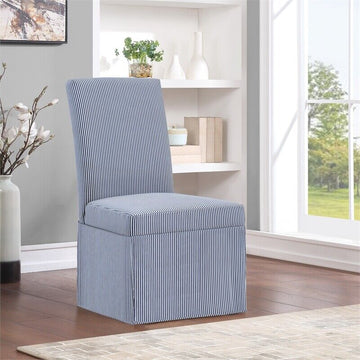 Adalynn Dining Chair Striped Slipcover 2Pk - Blue/White - Ethereal Company