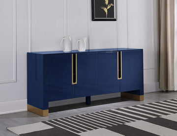 Akantha 68&quot; Wood Sideboard with Gold Accents in Blue - Ethereal Company