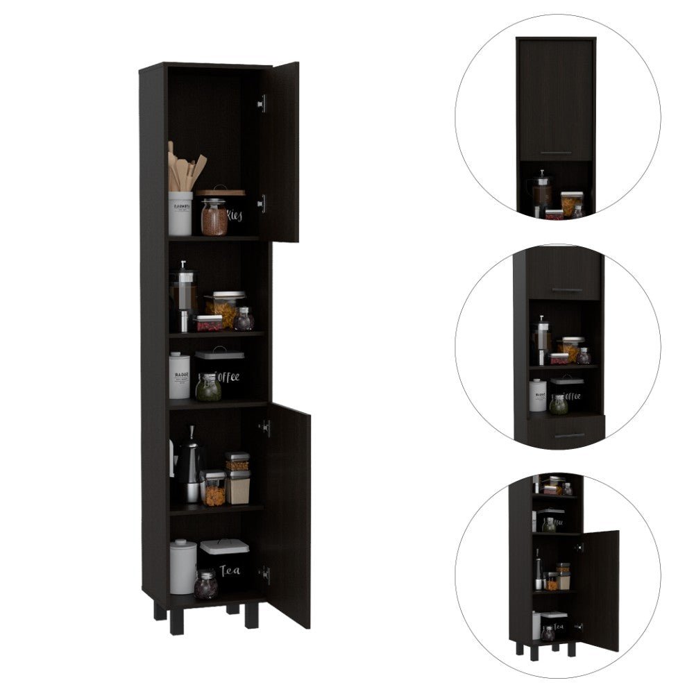 Almada Pantry, Two Cabinets,Black Wengue Finish - Ethereal Company