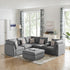 Amira Gray Fabric Reversible Sectional Sofa with USB Console and Ottoman - Ethereal Company