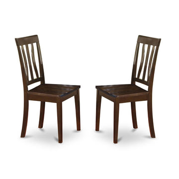 Antique Kitchen Chair Wood Seat with Cappuccino Finish, Set of 2 - Ethereal Company