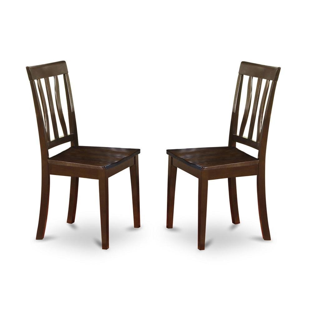 Antique Kitchen Chair Wood Seat with Cappuccino Finish, Set of 2 - Ethereal Company