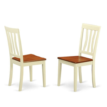 Antique Kitchen dining Chair Wood Seat with Buttermilk and Cherry Finish, Set of 2 - Ethereal Company