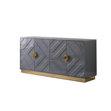 Babatunde 65&quot; Wood Sideboard with Gold Accents in Gray - Ethereal Company